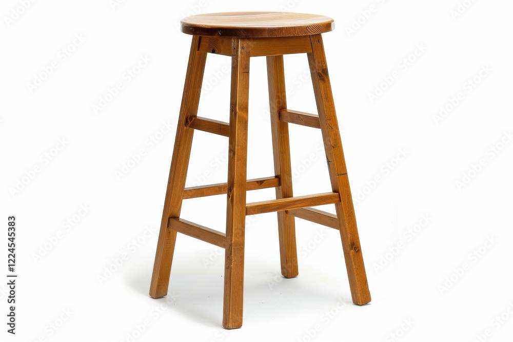 A rustic wooden stool stands elegantly on a bright, minimalistic backdrop, inviting warmth and charm into any space isolated on transparent background