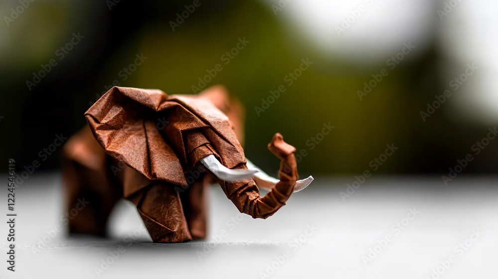Fototapeta premium Intricate Origami Elephant: A Masterpiece of Paper Folding