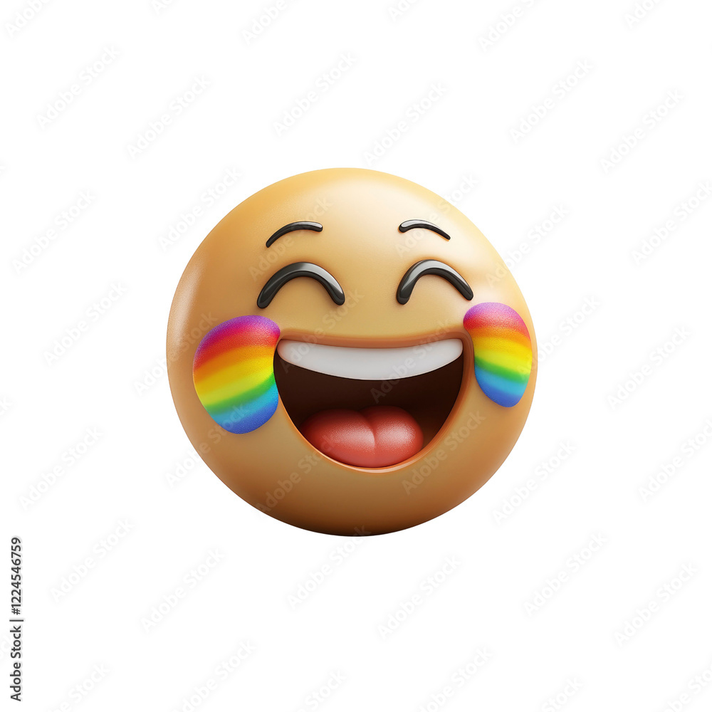 Fototapeta premium 3D Render of a Joyful Emoji with Rainbow Tears of Laughter