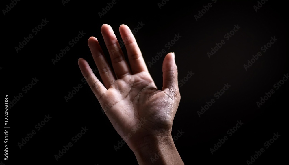 a single hand performing a gentle waving gesture, symbolizing greeting, farewell, or connection, with soft dramatic lighting against a dark background highlighting the natural movement and expressive a single hand performing a gentle waving gesture, symbolizing greeting, farewell, or connection, with soft dramatic lighting against a dark background highlighting the natural movement and expressive