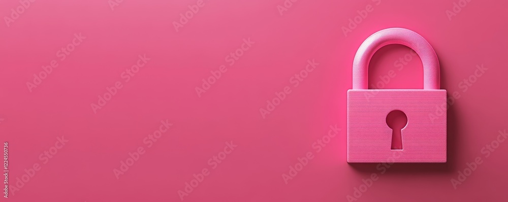 Pink Lock Set Against a Pink Background. Concept of Protection, Privacy Safety Measures. Bright Vibrant Color Padlock Top view, copy space, banner. Minimalistic flat lay. Digital Data Security. Signal Pink Lock Set Against a Pink Background. Concept of Protection, Privacy Safety Measures. Bright Vibrant Color Padlock Top view, copy space, banner. Minimalistic flat lay. Digital Data Security. Signal