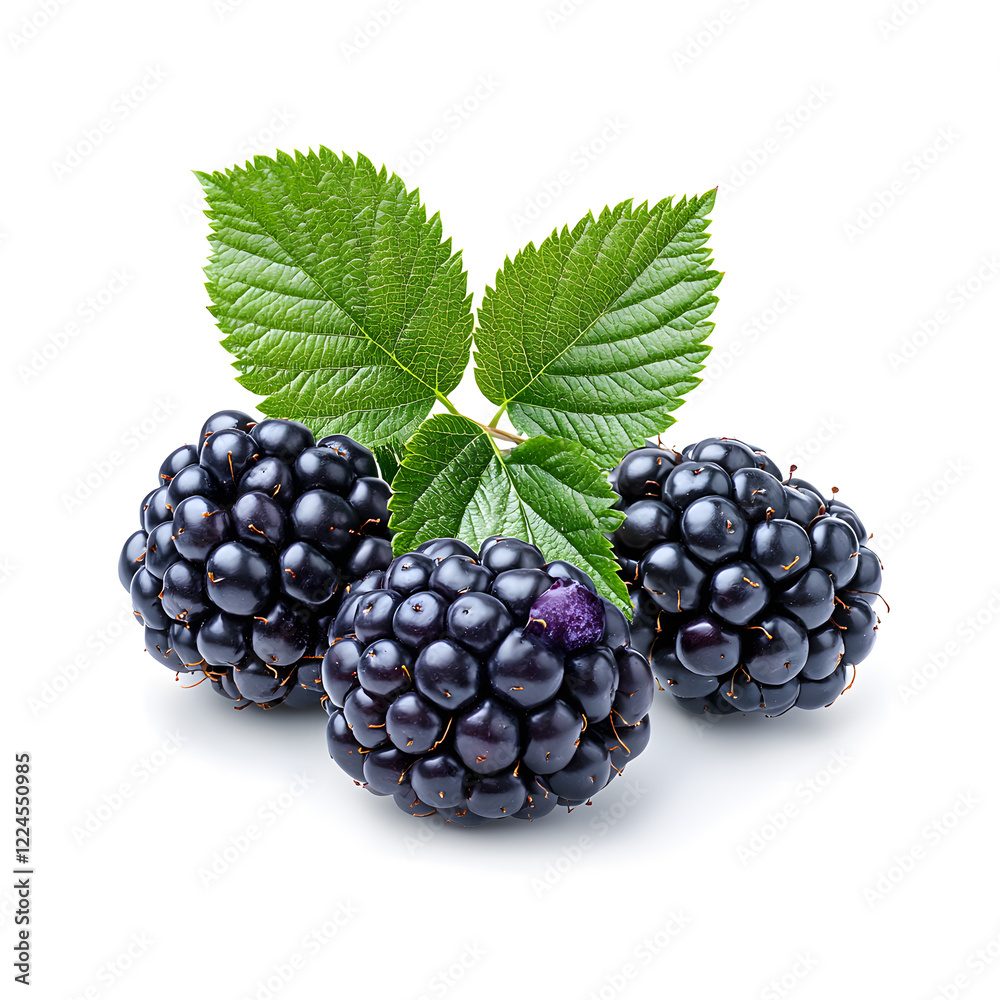 Fototapeta premium Black berry Marionberry, isolated on a white background