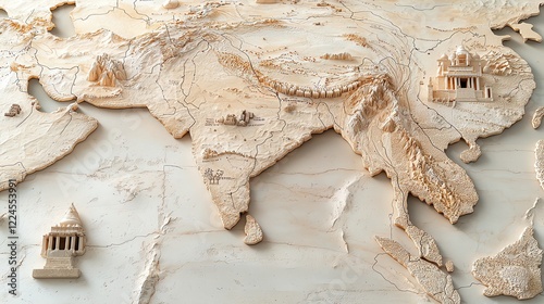 An ancient-style map showing India s trade routes with its neighboring civilizations