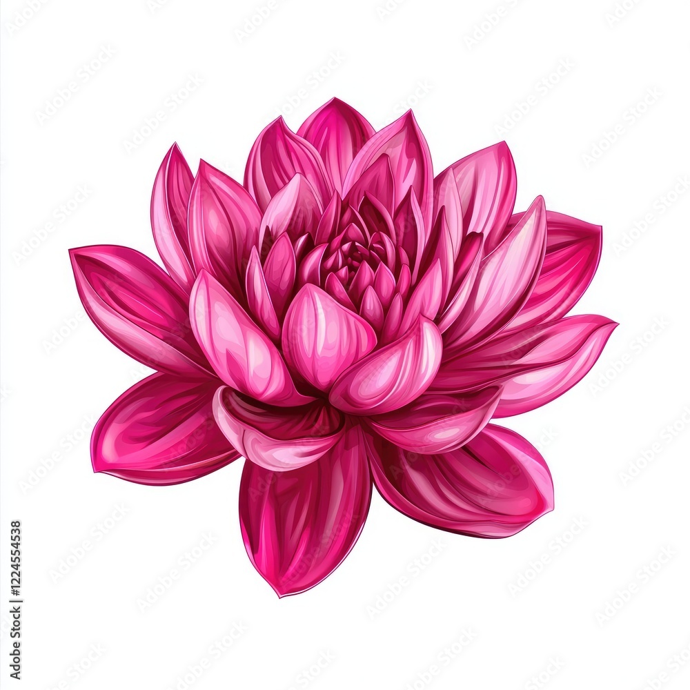 Fototapeta premium Vibrant pink lotus flower, white isolate background