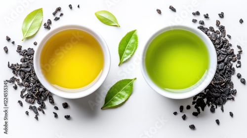 Wallpaper Mural Two Cups of Tea Green Tea and Yellow Tea Torontodigital.ca