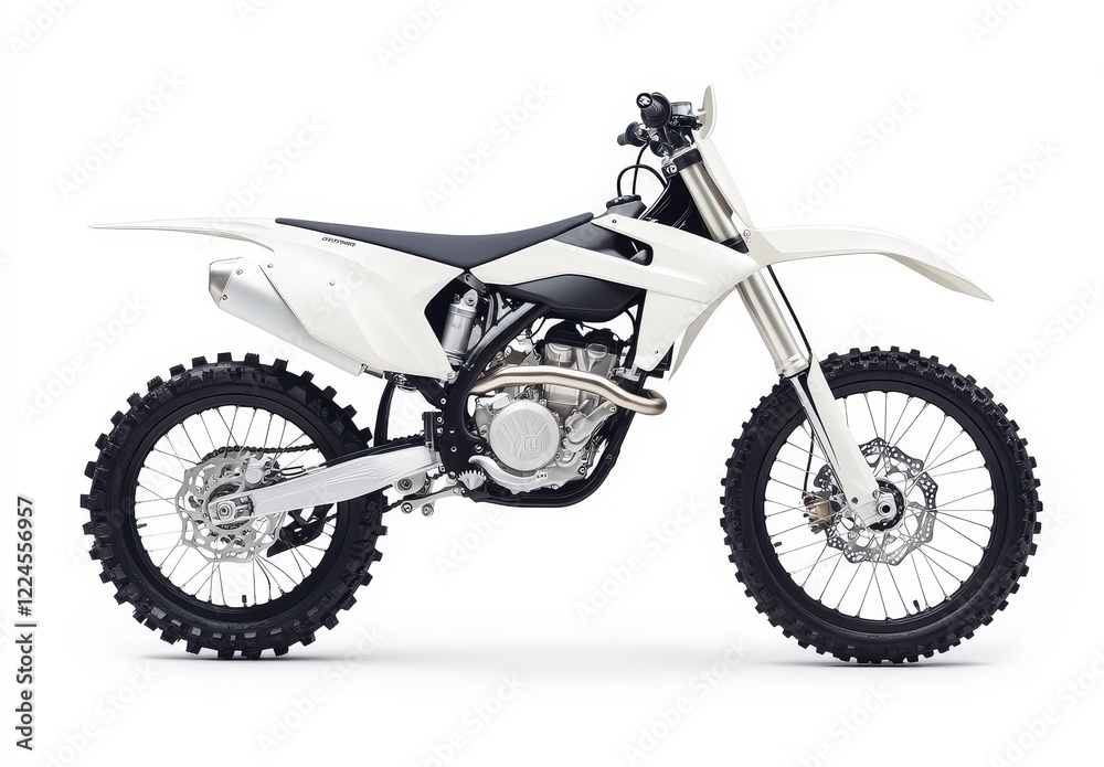 White motocross dirt bike on white background. White motocross dirt bike on white background.