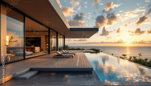 Luxury Beachfront Villa with Infinity Pool and Stunning Sunset View photo