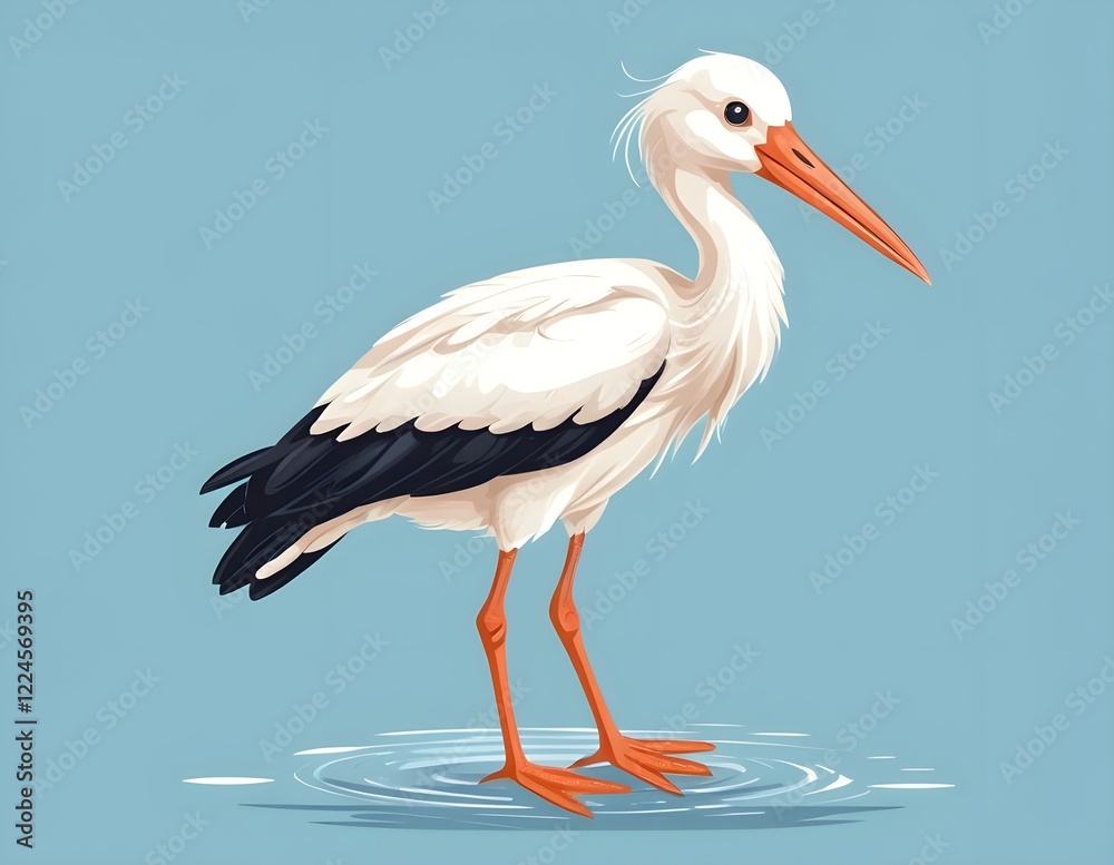 PNG Cute stork illustration animal waterfowl bird. PNG Cute stork illustration animal waterfowl bird.