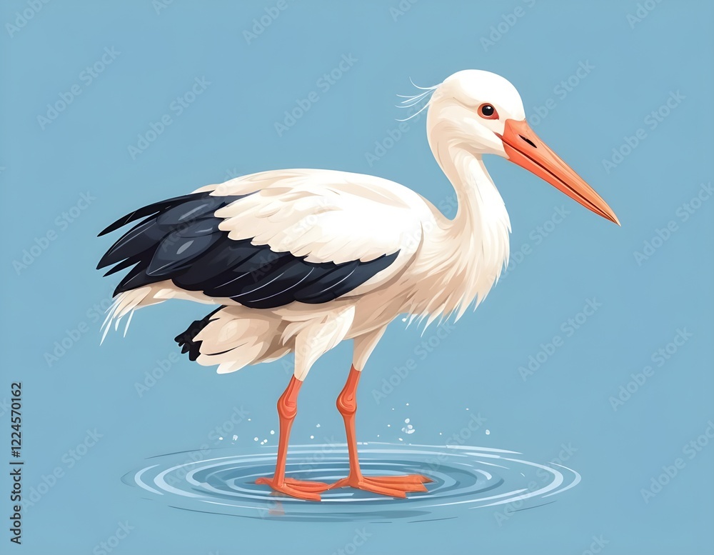 PNG Cute stork illustration animal waterfowl bird. PNG Cute stork illustration animal waterfowl bird.