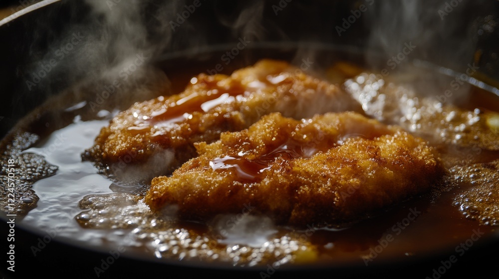 japanese curry preparation, golden sauce cascade, crunchy katsu coating, simmering broth effects, delicate steam photography, seasoned pan texture, cinematic lighting design, authentic cooking japanese curry preparation, golden sauce cascade, crunchy katsu coating, simmering broth effects, delicate steam photography, seasoned pan texture, cinematic lighting design, authentic cooking