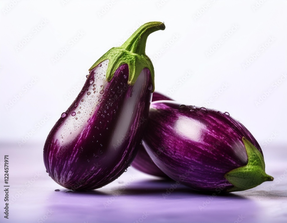 Close-Up of Fresh Purple Eggplants Showcasing Vibrant Color, Organic Shapes, and Rich Texture for Culinary and Agricultural Themes Close-Up of Fresh Purple Eggplants Showcasing Vibrant Color, Organic Shapes, and Rich Texture for Culinary and Agricultural Themes
