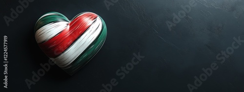 Heart Shaped Artwork with UAE Flag Colors on Dark Background: A Symbol of Love and Patriotism photo