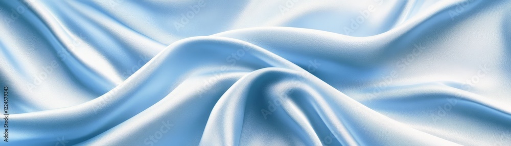 Obraz premium Luxurious blue satin fabric, smooth texture, flowing drapes and elegant sheen for fashion design