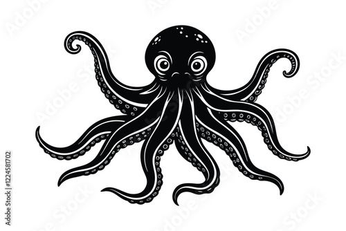 Caribbean Reef Octopus silhouette art illustration1.eps photo