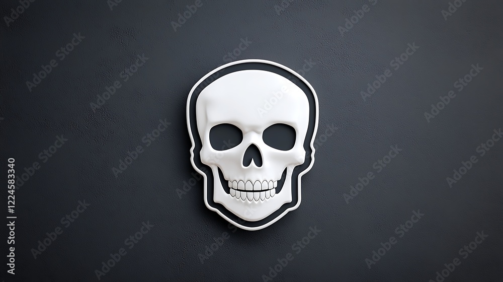 Fototapeta premium White Three Dimensional Rendered Skull on Dark Textured Background