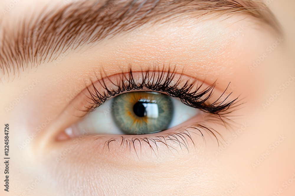 Obraz premium A woman's eye is open and has a green tint