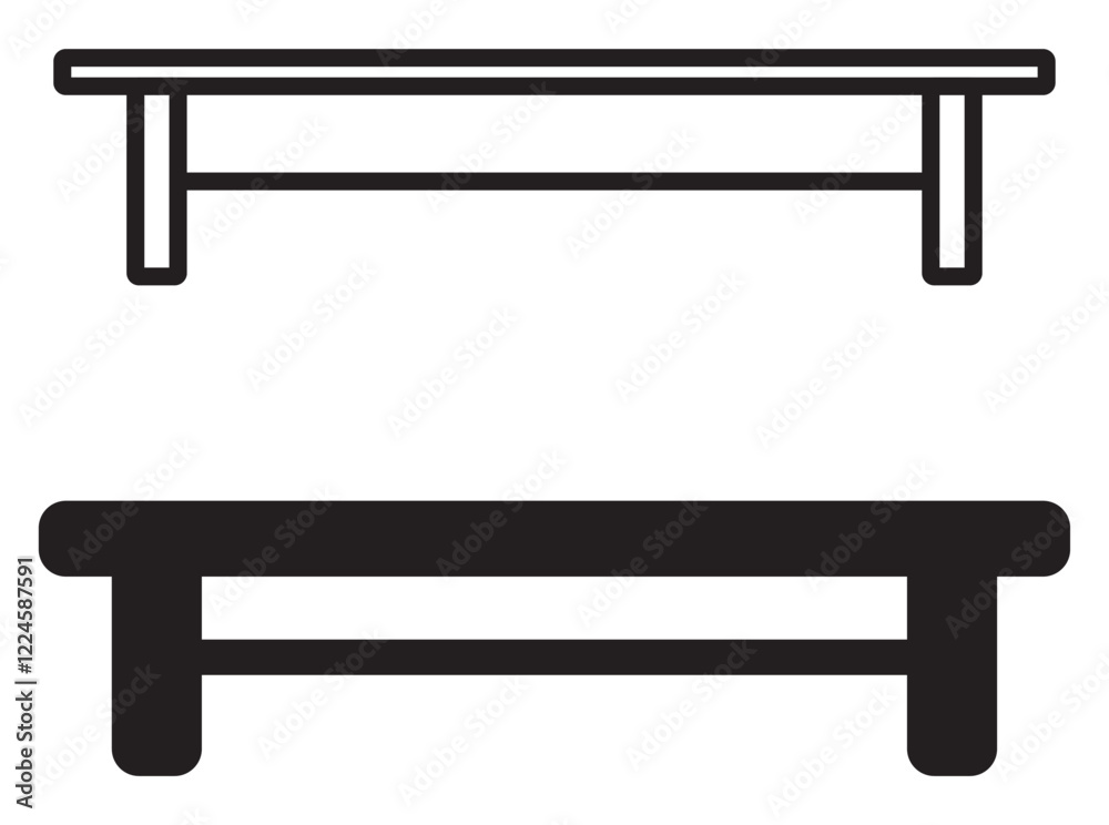 Coffee Table Icon. Bold outline and filled design. Vector Illustration. Coffee Table Icon. Bold outline and filled design. Vector Illustration.