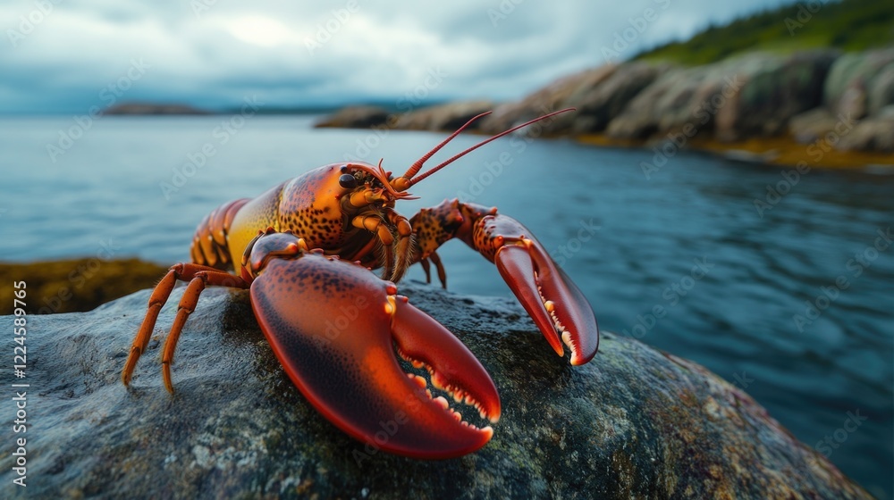 Lobster on Rock by Water