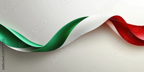 Abstract Italian Flag Design: Elegant Green White Red Ribbon Swirl on Light Background