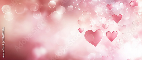 Romantic red and pink heart background with subtle sparkling effects