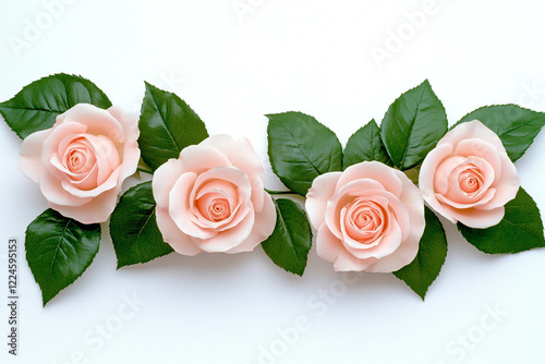 A Romantic Composition of Blooming Roses and Lush Greenery - Ideal for Wedding Invitations and Botanical Prints