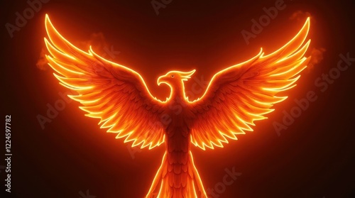 Glowing Neon Orange Phoenix Wings with Subtle Flame