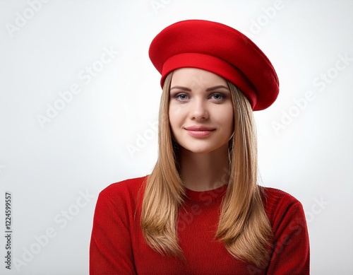 red beret, white background, AI generated