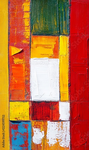 Colorful abstract oil painting with textured brushstrokes, ideal for backgrounds or modern art prints