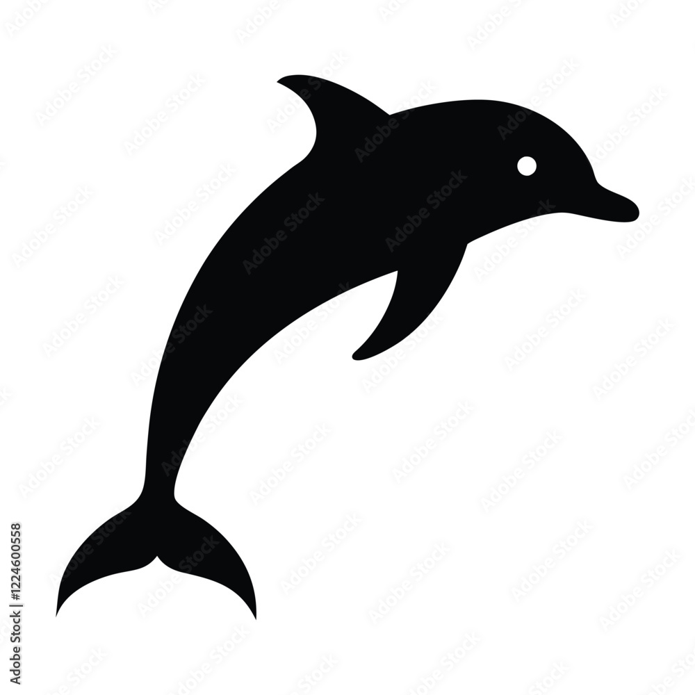 Fototapeta premium dolphin silhouette vector art illustrator white background