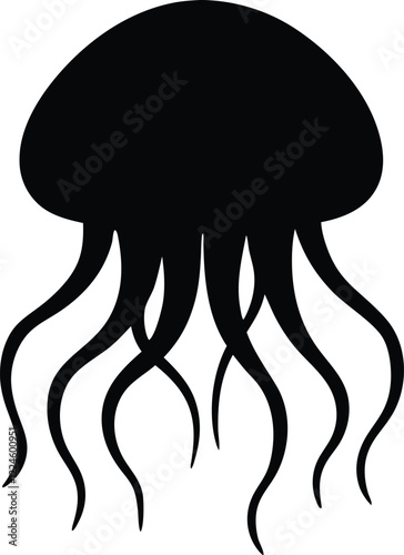 jellyfish silhouette vector, jellyfish black vector illustration