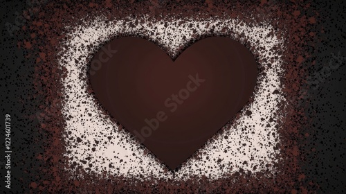 Dark Chocolate Heart, Spattered Background Design