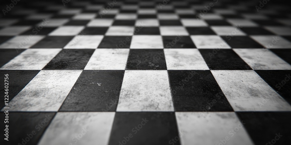 Naklejka premium Black and White Checkered Floor