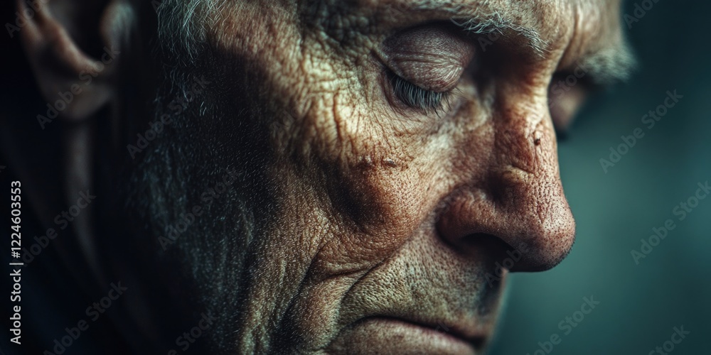 Obraz premium Old Man's Wrinkled Face