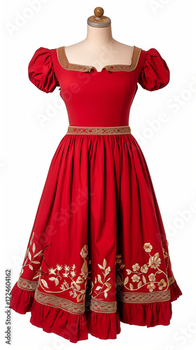 French style red dress 