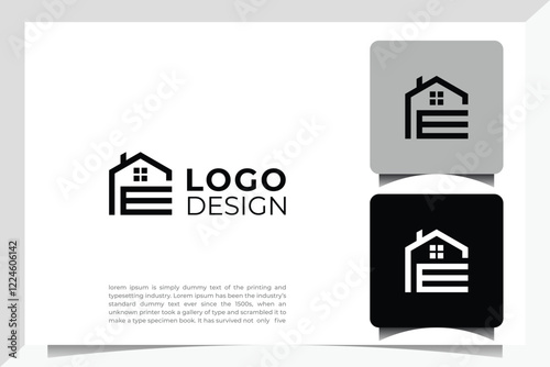 Initial letter E home house logo design. Vector illustration of home shaped for company