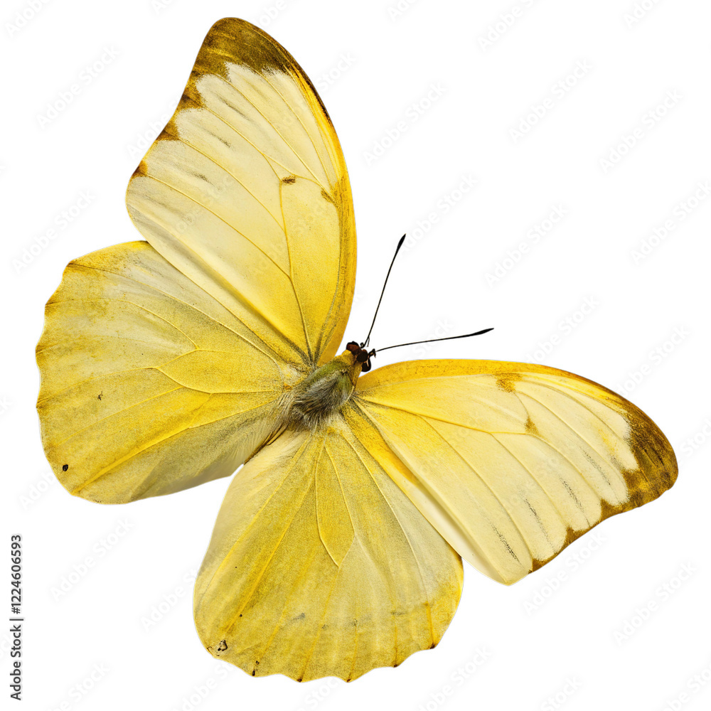 Yellow Butterfly Isolated on Transparent Background for Nature and Decorative Designs. Yellow Butterfly Isolated on Transparent Background for Nature and Decorative Designs.