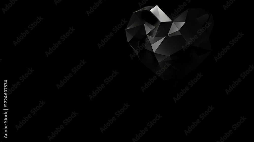 Dark Polygonal Heart Abstract 3D Render Illustration Dark Polygonal Heart Abstract 3D Render Illustration