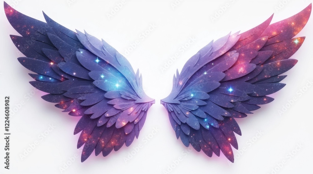 Obraz premium Cosmic Wings Glowing Faintly on a Bright Canvas