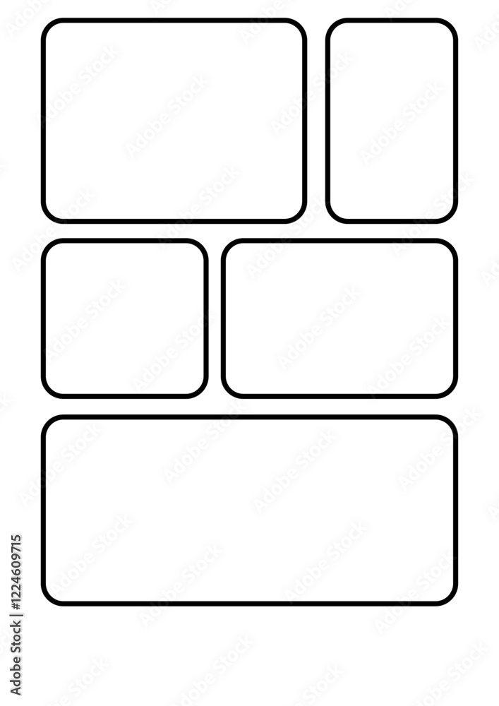 Blank manga storyboard template with six panels, perfect for creating comic strips or manga stories. Ideal for artists and writers to sketch and plan their narratives Blank manga storyboard template with six panels, perfect for creating comic strips or manga stories. Ideal for artists and writers to sketch and plan their narratives