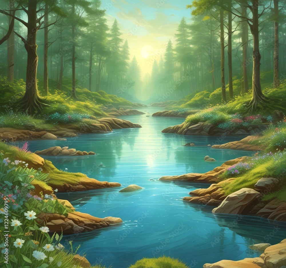 Fototapeta premium Illustration of green world.