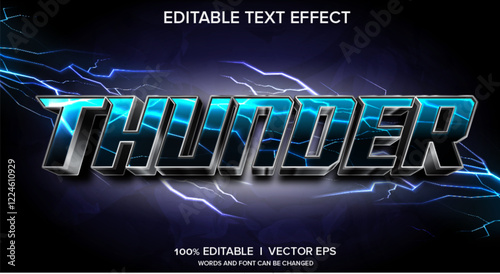 Lightning or thunder 3d vector text effect with modern style design