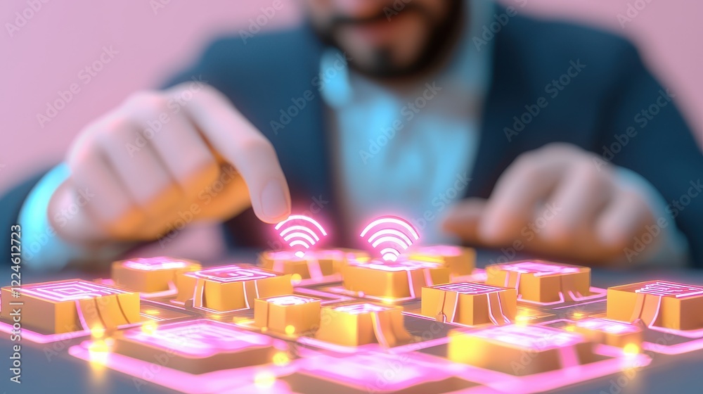 Fototapeta premium Digital Technology Interaction with Wireless Signals