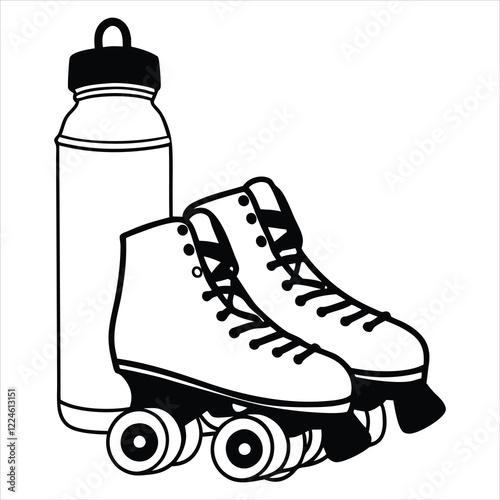 Inline skate illustration, roller skate sports clipart Design, Rollerblade Vector Art
