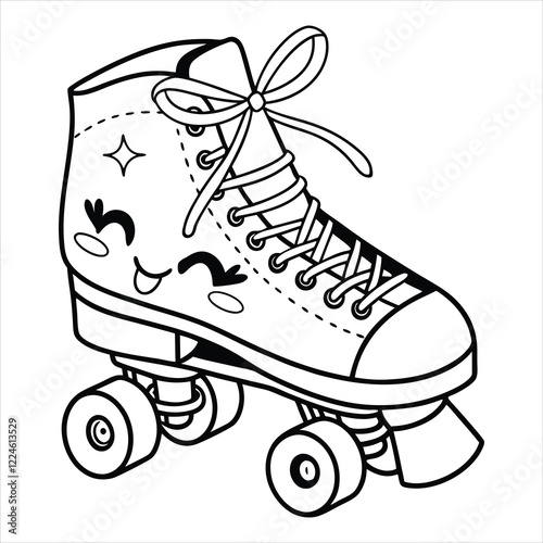Inline skate illustration, roller skate sports clipart Design, Rollerblade Vector Art
