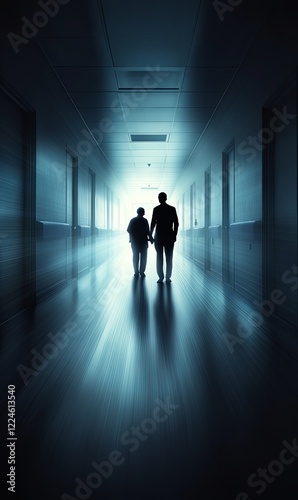 Wallpaper Mural Couple walking down brightly lit hospital hallway, hope, recovery Torontodigital.ca