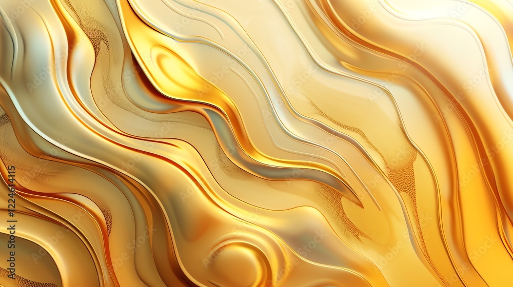 A shimmering golden abstract background with flowing waves and folds. A shimmering golden abstract background with flowing waves and folds.