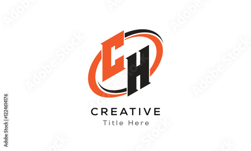 CH creative letter logo with circle area. Initial letter CH linked circle uppercase monogram logo. CH initial letter logo vector design. photo