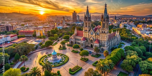 Drone Aerial View of Expiatorio Park, Guadalajara, Mexico - Urban Exploration