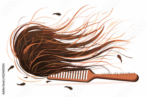 Hair Loss in Comb Illustration on White Background for Health and Beauty Concept