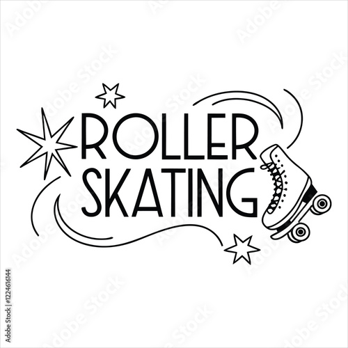 Roller skate Typography   T-shirt Design Vector, Roller skates clipart Design, Inline skating illustration
